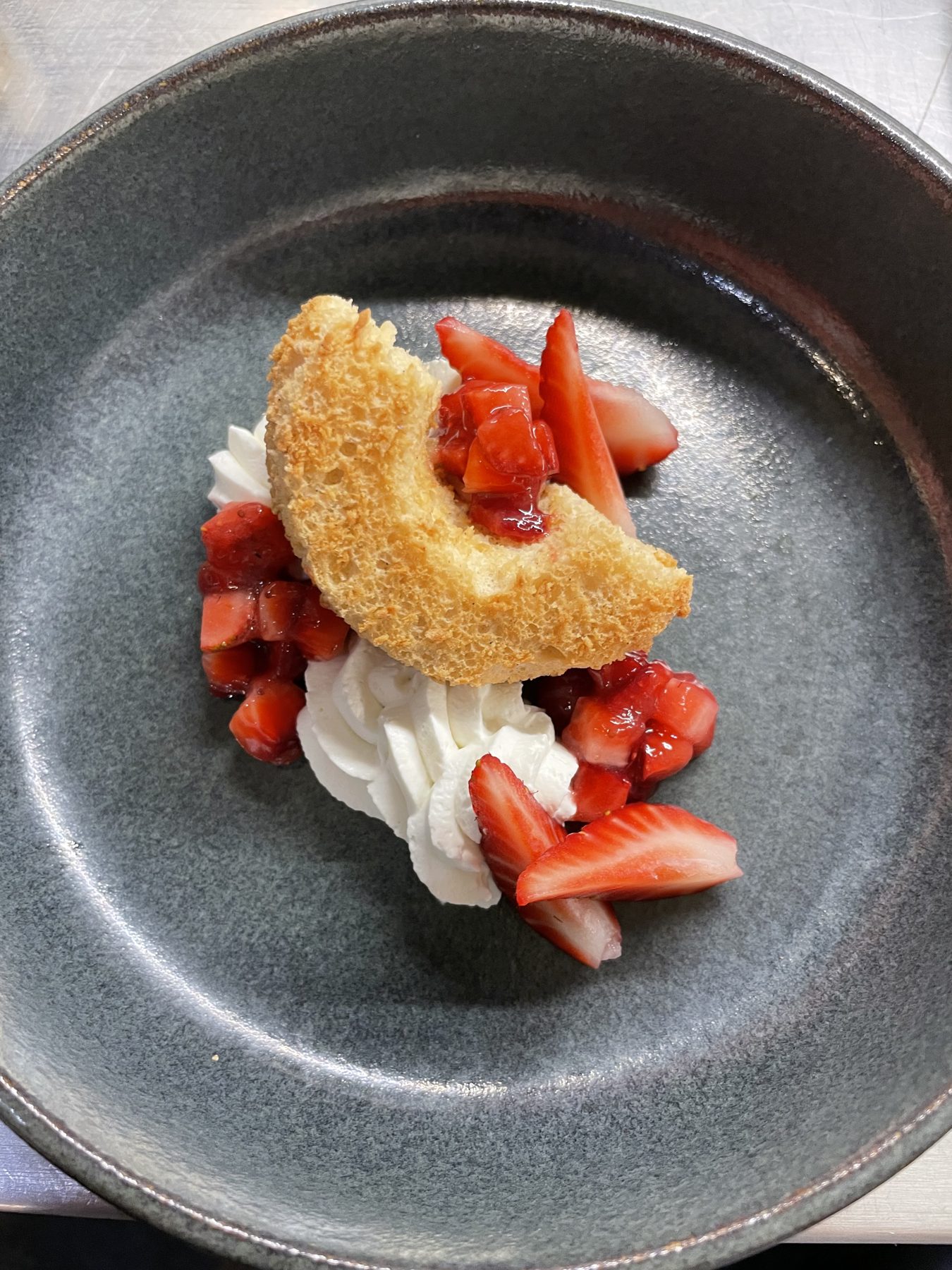 Artisan pastry plated for service