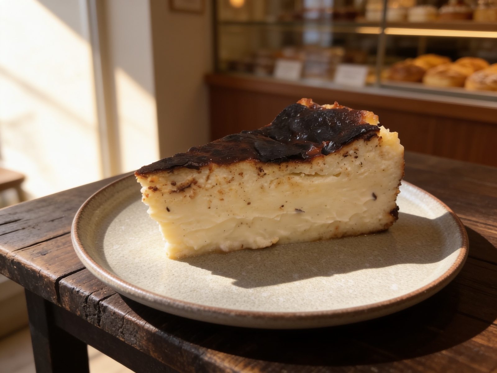 Basque cheesecake fresh from the oven