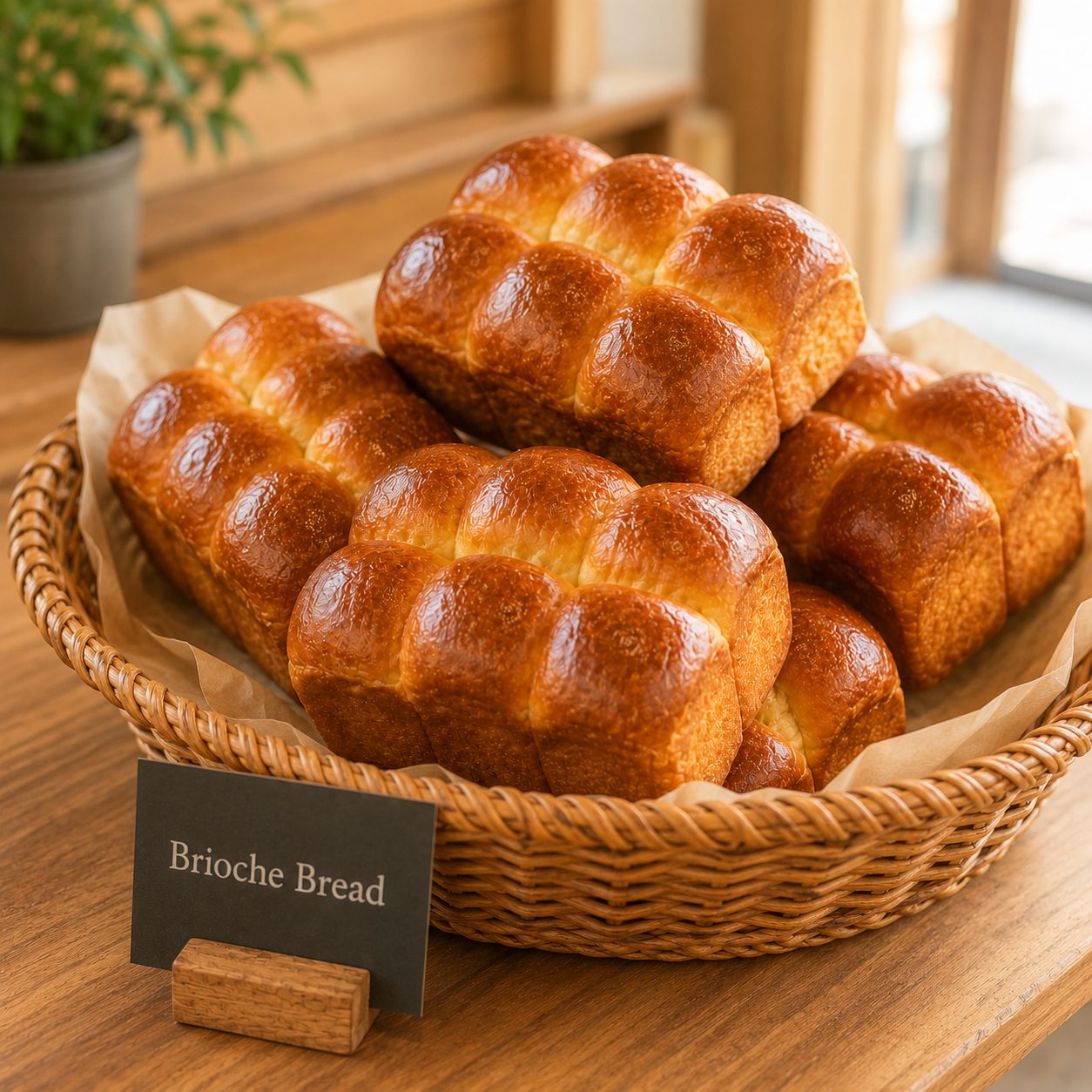 Freshly baked brioche in a small-batch loaf pan